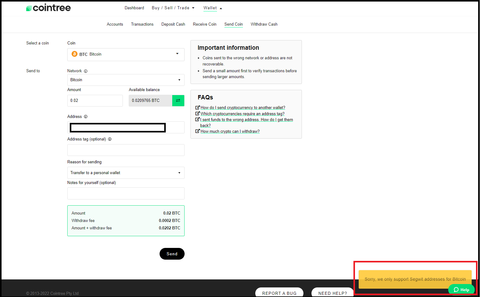 What type of Bitcoin address should I use?