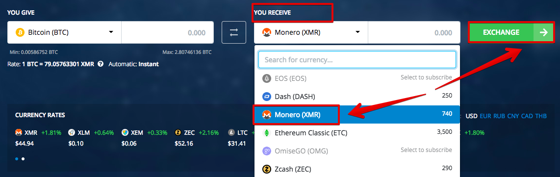 XMR to BTC Exchange | Swap Monero to Bitcoin online - LetsExchange