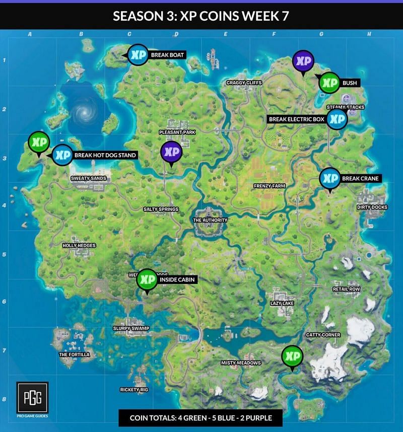 Where To Find All Fortnite Season 4 Week 2 XP Coins